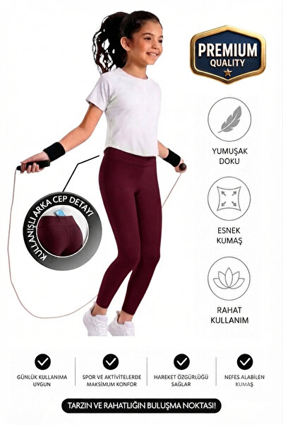 ERDEM KIDS Djevojačke leggins sa visokim strukom i džepovima, ležerne, za trč...
