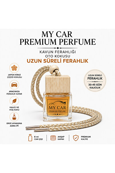 my car Premium Kavun Araç Kokusu 8 ML Cam Şişe Dikiz Aynası Asma Oto Kokusu
