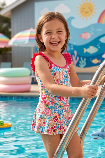 Girls Swimwear with Strap Skirt 5224