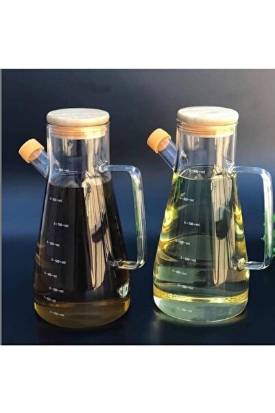 Onedekor 2'li Boroslikat Asil Cam Yağlık Bambu Kapaklı 900ml