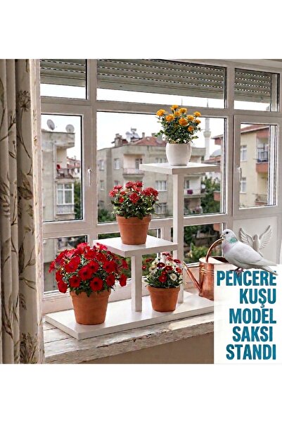 KL HOME MODEL PENCERE KUŞU -METAL ÇİÇEK SAKSI STANDI Ev- Oturma Odası Balkon ...