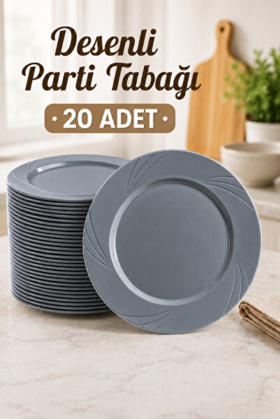 Ezupack 20'li Gümüş Renk LÜX SERT PLASTİK Parti Doğum Günü Sunum Davet Nişan ...