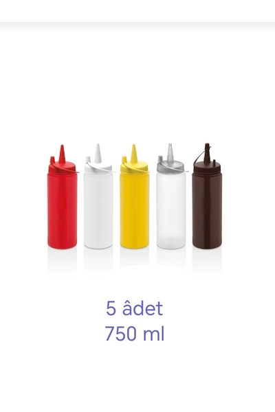 GastroPlast 5'li Kapaklı Fişek Sosluk – Akıtmaz & Kapanabilir Uçlu Sıkma Sos ...