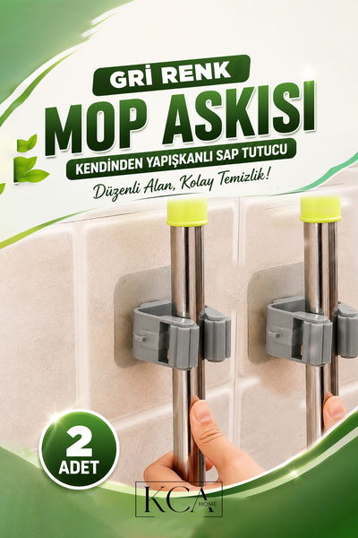 adornazzle Yapışkanlı Süper Kalite Mop Askısı Mop Sap Tutucu 2 Adet