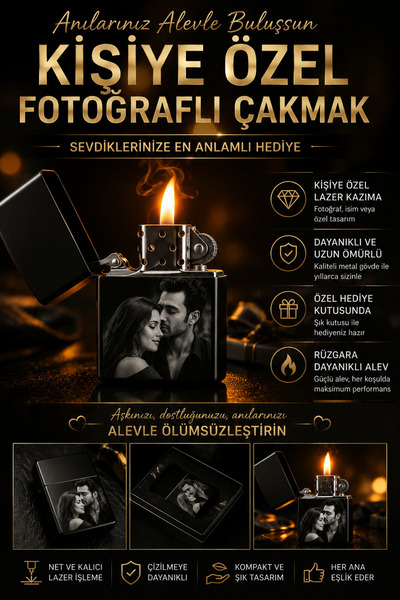 Craftlazer Kişiye Özel Fotoğraflı Çakmak Lazer Kazıma