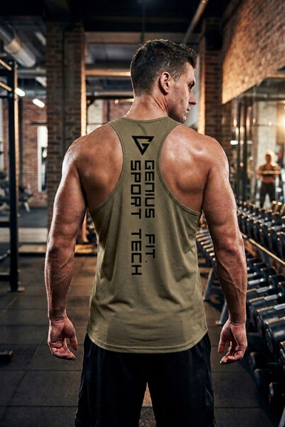 GENIUS STORE Erkek Dry Fit Y-back Gym Fitness Sporcu Atleti Genıus-fıt