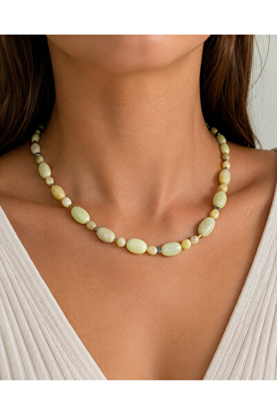 Store “Doğal Serpantin Taşlı Şık Kolye - Limon Yeşili Beaded Takı