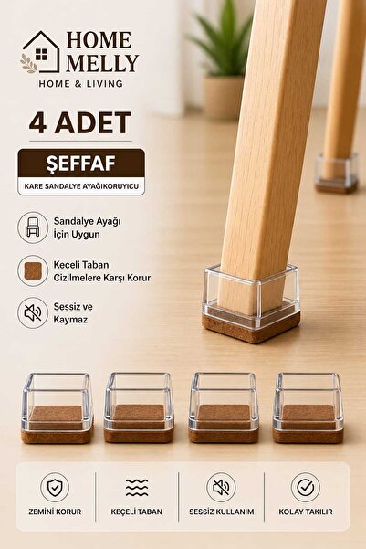 btm home 4’lü Keçeli Mobilya Ayağı Koruyucu Silikon – Kaydırmaz ve Çizilmez S...