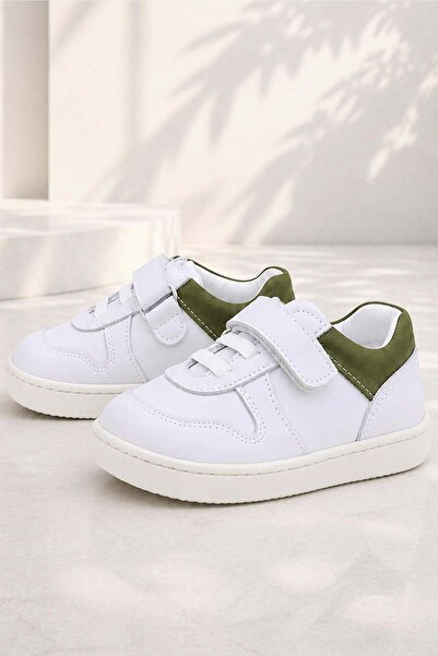 Rakerplus Bob White Nubuck Khaki Genuine Leather Baby Sneaker Shoes