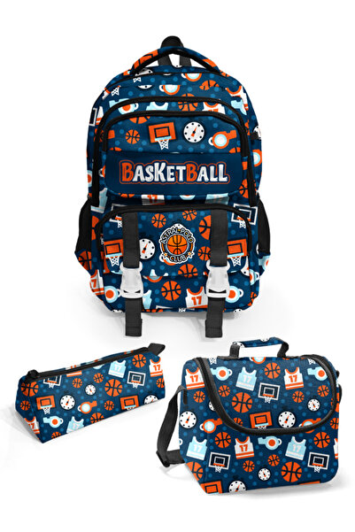 Astral Polo Club Basketball Patterned Five-Compartment 3-Piece School Bag Set...