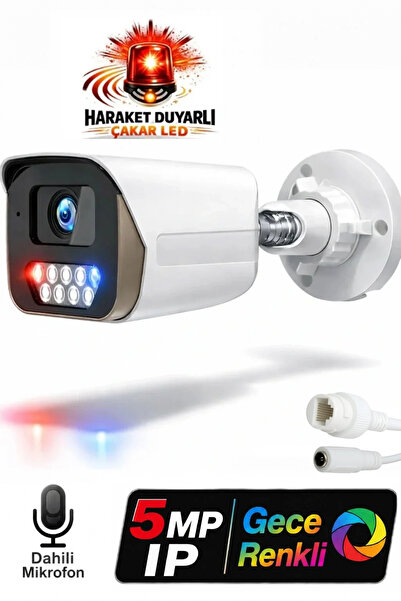 J-TECH JT-112 5MP PoE Sesli IP Bullet Metal Güvenlik Kamerası Haraket Duyarlı...