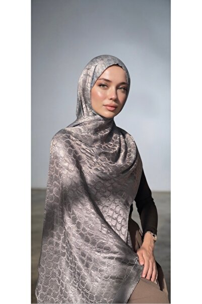 YILDIZ SCARFS Premium Jakar Şal Halka Desen - Gümüş
