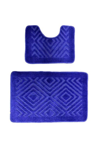 Hausberg Set 2 covoare baie HB-H435BL, material textil, 46x72/46x35 cm, Albastru