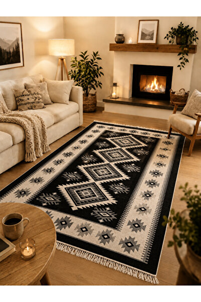 Horecahome Covor tesut, cu doua fete, dimensiunea 160x250cm negru