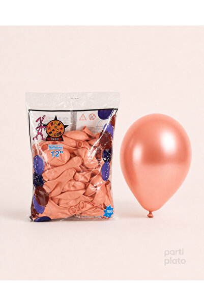 HBK Balon Metallic 12" Balloon Hbk Salmon - 1 Pack (100 Pieces)