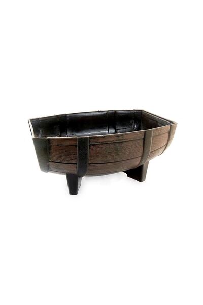 Strend Pro Ghiveci de flori, model butoi din lemn de tec, 41x29x19 cm