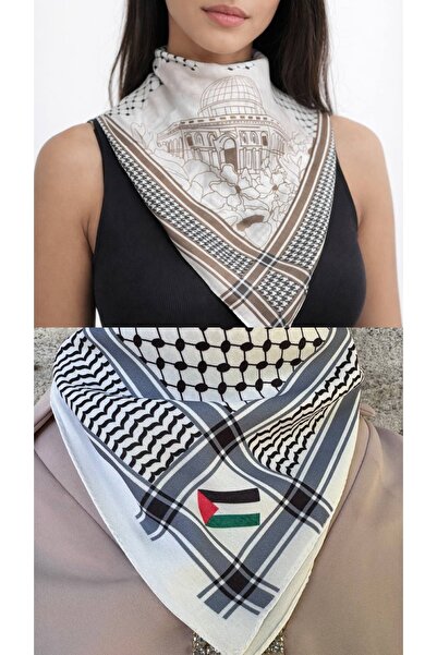 ALDAIYR 2 bucăți eșarfe cu tematică palestiniană 50x50, unisex, potrivite pen...