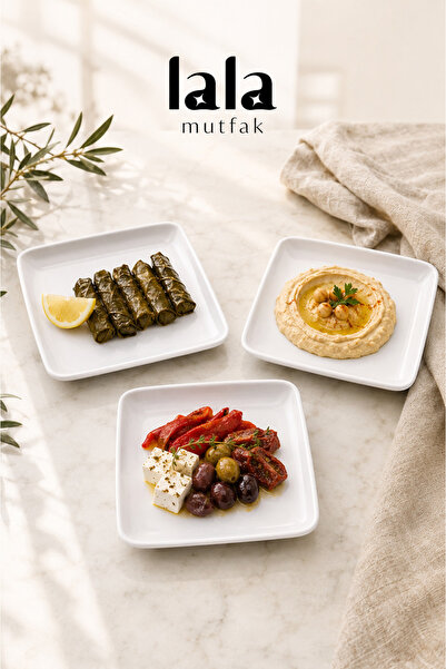 Lala Mutfak Kavi Kare Servis Tabağı - 3'lü Set (20 cm - Şık, Dayanıklı, Pasta...