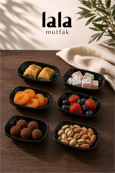 Lala Mutfak Gözde Mini Garnish Plate Set of 6 (12X8 cm - Stylish and Durable)