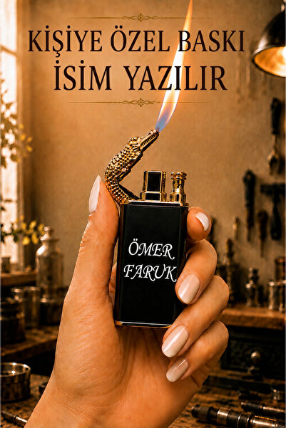 TrendÜrünlerim Kişiye Özel İsim Baskılı Gazlı Çakmak Timsah Ejder Çakmak Rüzg...