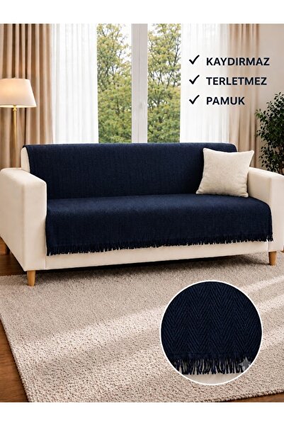 SEVHOME CONCEPT %100 Pamuk Kaymaz & Terletmez & Saçaklı & Yumuşak Koltuk Örtü...
