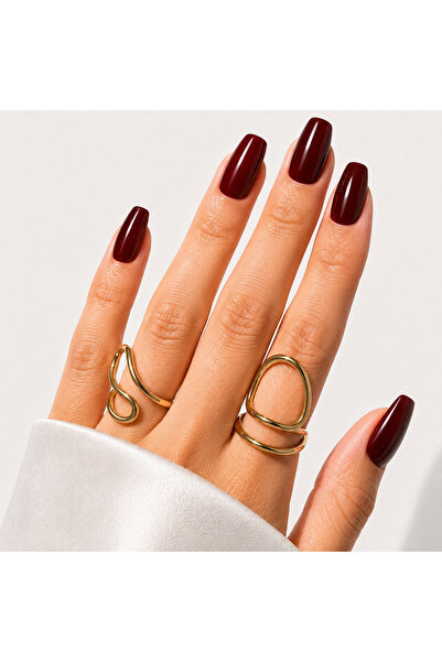 Takma Takma Takma Tırnak Nail Art Bordo M Beden Orta Balerin 15'li El Yapımı ...
