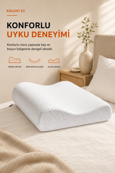KIRLENT EV Ortopedik Visko Boyun Yastık,Boyun Fıtık Yastık ,Boyun Düzleşme Ya...