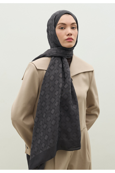 Freshscarfs Oslo Pamuk Floş Jakarlı Şal Füme