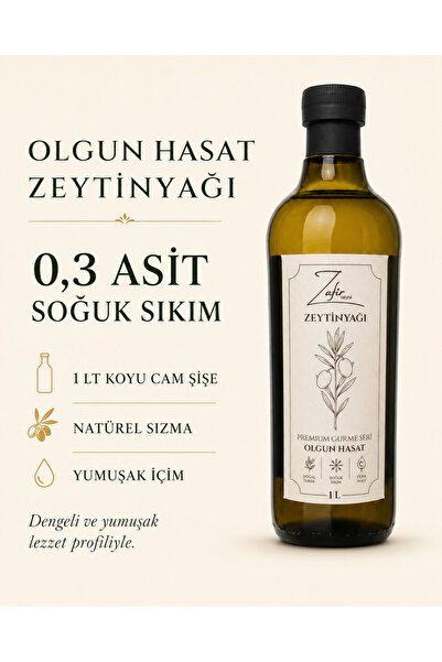 zafirnatural Olgun Hasat Soğuk Sıkım Natürel Sızma Zeytinyağı 1 Lt | 0,3 Asit...