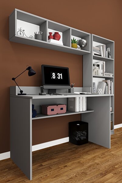 asratrend Modern Çalışma Masası Seti %100 MDF Bilgisayar Ders Ofis Masası Kitaplık ÇMT001