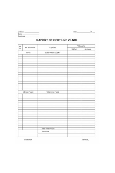 DanyCris Raport de gestiune zilnic A4 vertical ( Dany Cris )