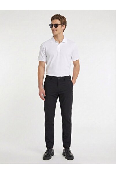 Kip Black Woven Slim Fit Casual Trousers