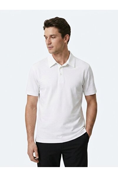 Kip White Plain Cotton Blended T-Shirt