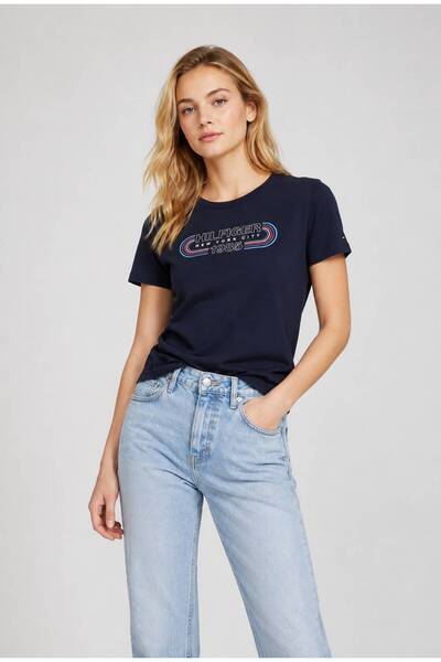 Tommy Hilfiger Arşiv Parça Logosu Slim Fit Tişört