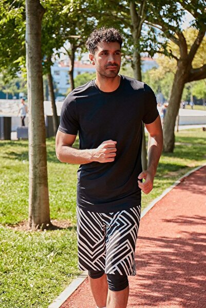 Marina Black Men's Swimming T-Shirt T2342