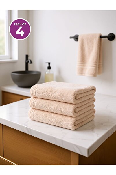 Donetella Pack of 4 Hand Towels 50x90 cm – 330 GSM Microfiber, Soft, Absorben...