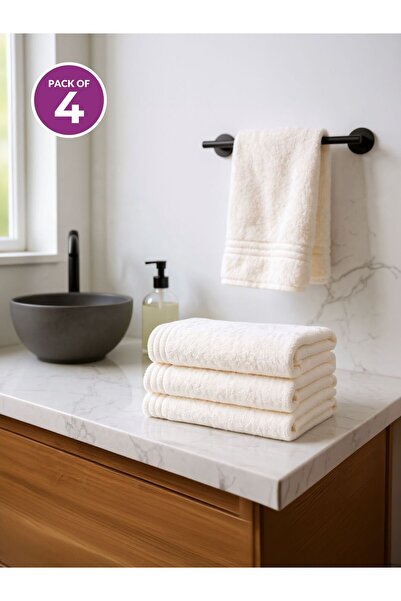 Donetella Pack of 4 Hand Towels 50x90 cm – 330 GSM Microfiber, Soft, Absorben...