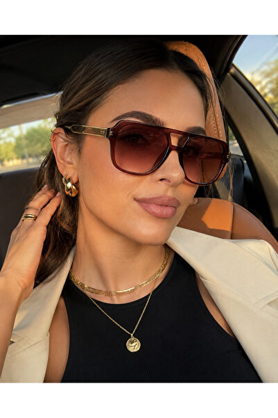cavezzo Brown Frame Brown Glass Rectangular Women's Sunglasses Ae-gm2022c5y