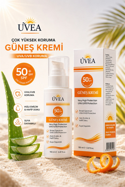 UVEA Spf 50+ Sunscreen 150 ml – Uva/Uvb Broad Spectrum High Protection m