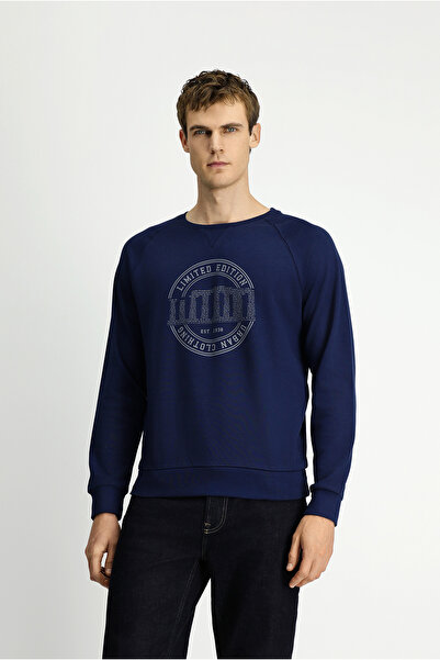 Kiğılı Crew Neck Regular Fit Printed Cotton Sweatshirt