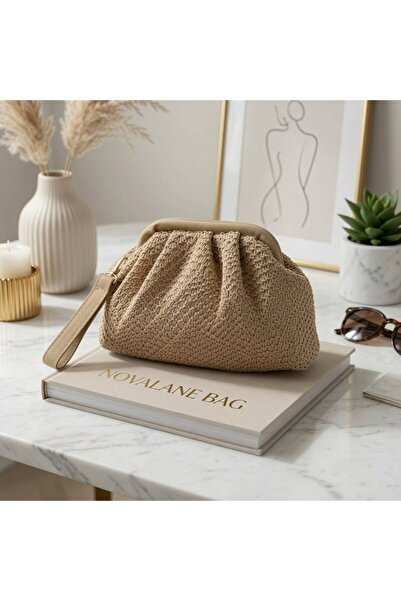 NOVALANE BAG Zincir askılı hasır clutch el çantası