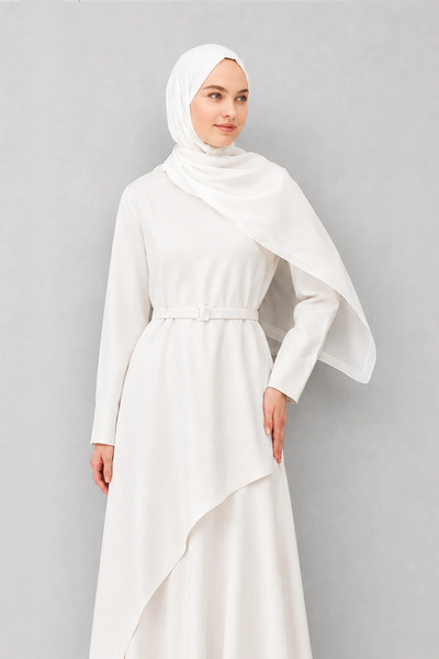 Madame Polo Crepe Chiffon Shawl - Off White