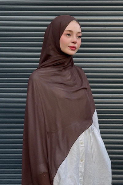 Madame Polo Krep Şifon Şal - Acı Kahve