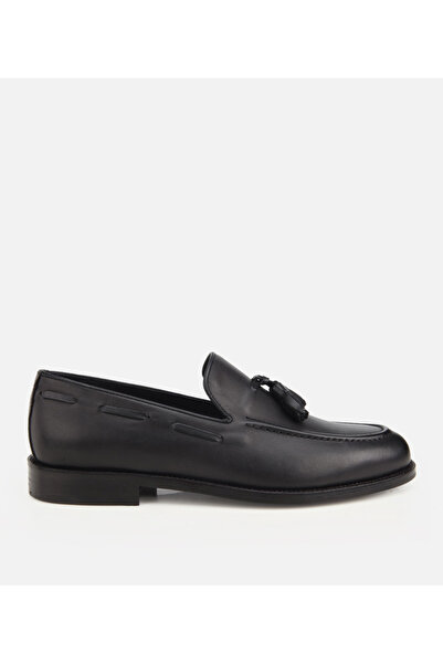 Hotiç Erkek Deri Siyah Püskül Detaylı Klasik Loafer