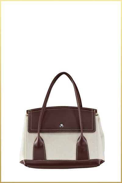 birizmoda Women's Garnished Linen Hand and Shoulder Bag - Tan
