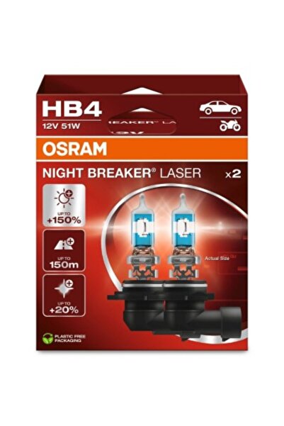 Osram Set de 2 becuri HB4 Night Breaker Laser de generație următoare +150% 12...