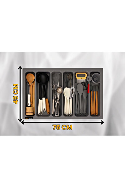 almital mobilya aksesuarları furniture accessories 75x49 Cm. 6 Bölmeli Gri Çe...