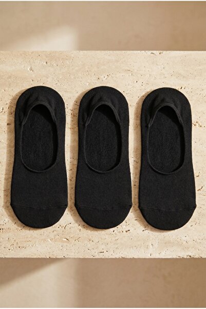 BONY SOCKS 3'lü Paket Basic Erkek Görünmez Çorap Siyah/Siyah/Siyah