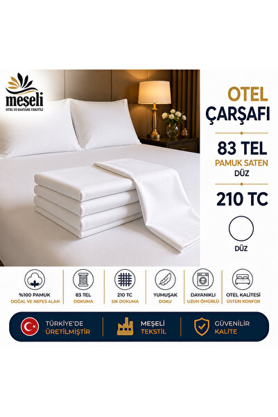 MEŞELİ TEKSTİL ملاءة سرير فندقية احترافية مزدوجة من القطن الساتان مقاس 240×28...