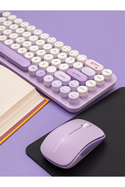 Mithrion Pastel Renk Kompakt Kablosuz Klavye ve Mouse Seti - Türkçe Q Klavye